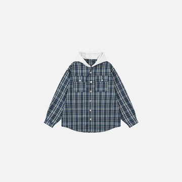Plaid Front Pockets Hooded Jacket