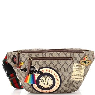 Courrier Zip Belt Bag GG Coated Canvas with Applique