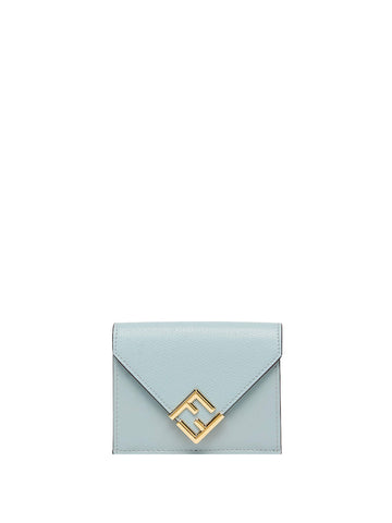 FENDI Mini Leather Zip Around Wallet with Diamond Pattern