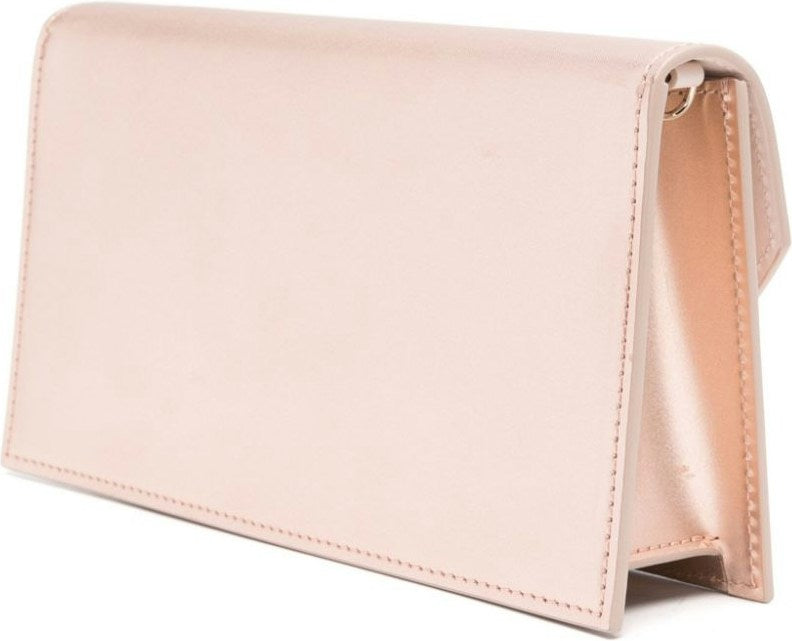 CALF LEATHER SATIN FINISH LOGO PLAQUE CLUTCH