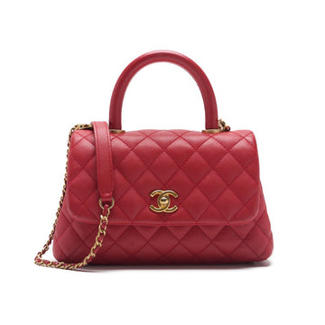 CHANEL Matrasse Coco Handle 2WAY Handbag Caviar S Red  Handbag 's Shoulder Bag Lady's Handbag Hybrid ? Ship? Viper Mountain Bookstore Online