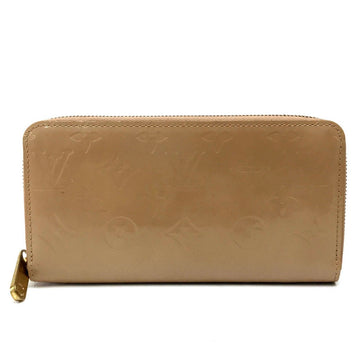 LOUIS VUITTON Long Wallet Purse M91470 Patent leather beige Vernis Zippy wallet Women Used