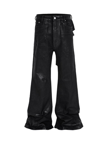 Makersluxe Black Wax Coated Flare Jeans
