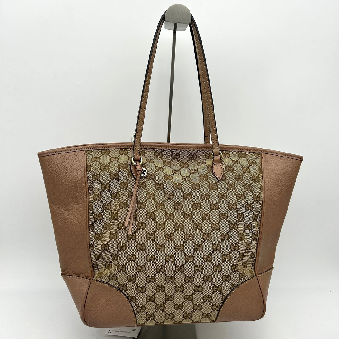 GUCCI Monogram Medium Bree Zippered Tote Beige Tabacco LA9849