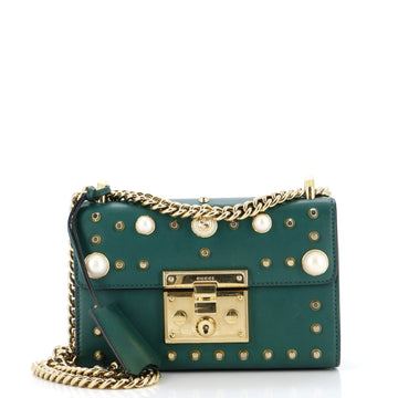 Pearly Padlock Shoulder Bag Studded Leather Small
