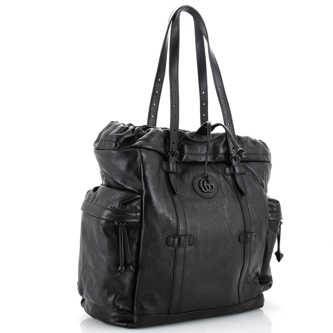 Double G Drawstring Tote Leather