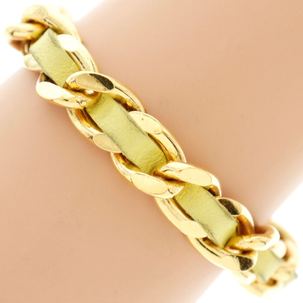 ?Suale  OFF?Chanel CHANEL Bracelet G   Leather Gold/Yellow 26  46.4g  ?Supersale?