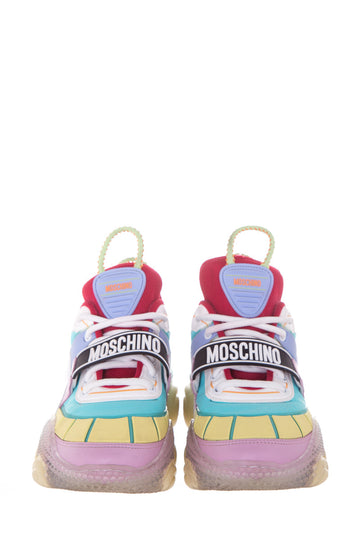 Moschino Multicolored Logo-Strap Teddy-Sole Sneakers SZ 40