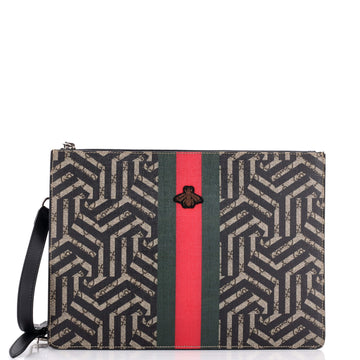 Bee Web Zip Messenger Bag Caleido GG Coated Canvas Large