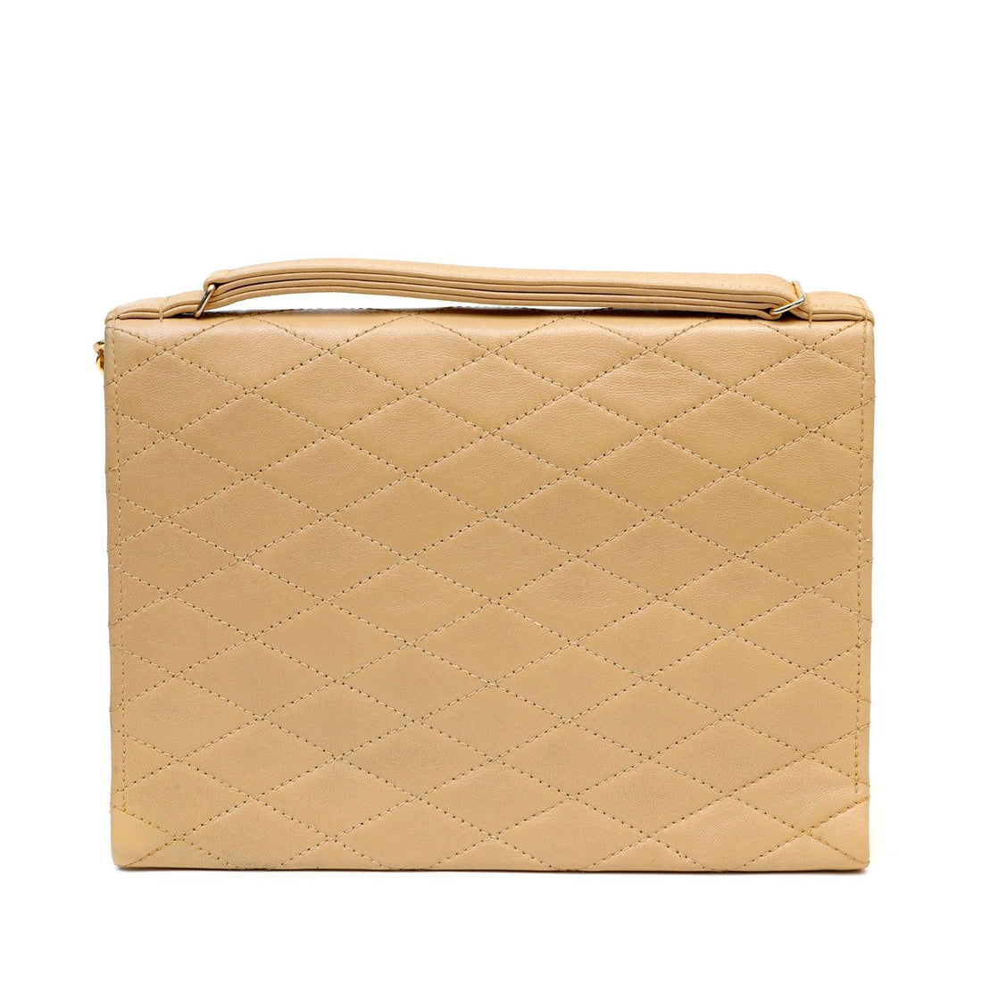 Chanel Vintage Beige Diamond Quilted Envelope Flap Bag w/ Gold Hardware
