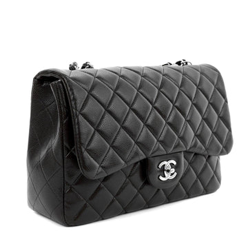 Chanel Chocolate Brown Caviar Jumbo Classic w/ Silver Hardware