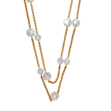 Chanel Gold Crystal Sautoir  Necklace
