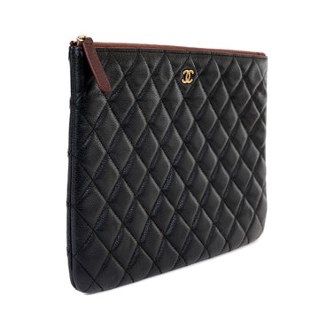 Chanel Small Black Caviar Classic O-Case with Gold Hardware