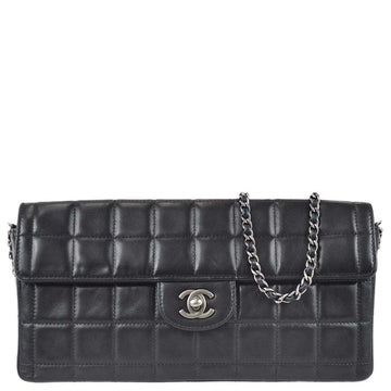 Chanel 2000-2001 Black Lambskin Choco Bar East West SHW