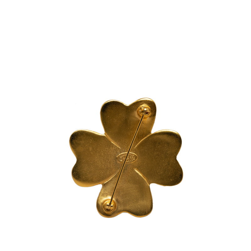 CHANEL Vintage Brooch Cocomark Clover Gold Plating