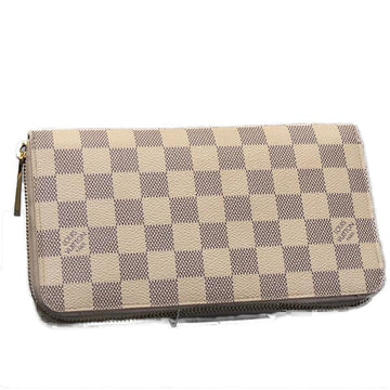 LOUIS VUITTON Long Wallet Purse N60012 Damier Azur Canvas White x gray Zippy Organizer Damier Azur Zip Around unisex(Unisex) Used