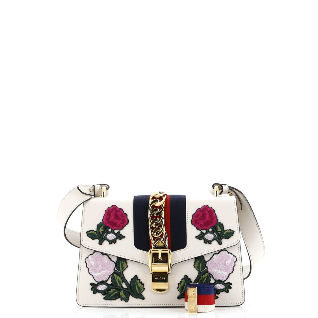 Sylvie Shoulder Bag Embroidered Leather Small