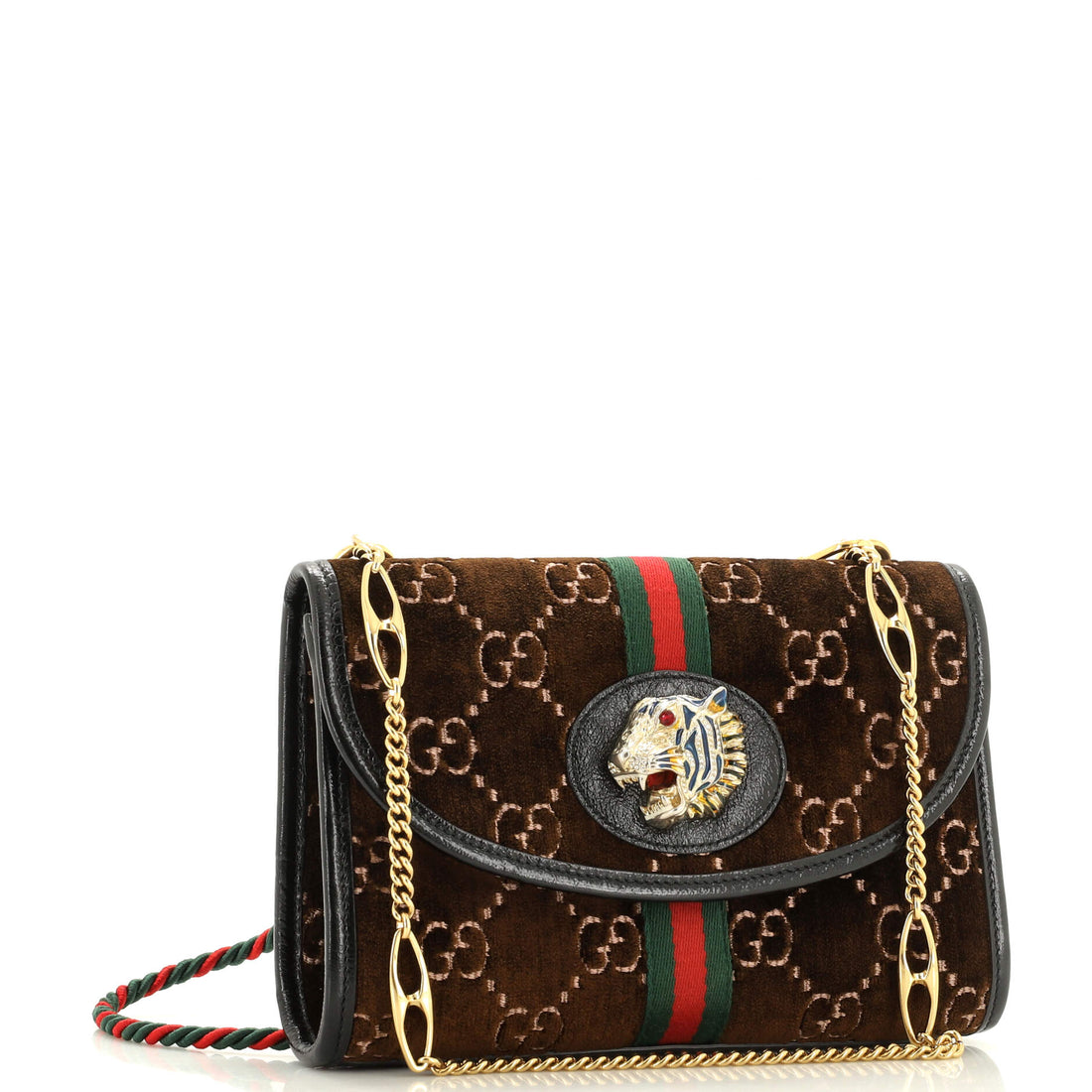 Rajah Web Chain Shoulder Bag GG Velvet Small