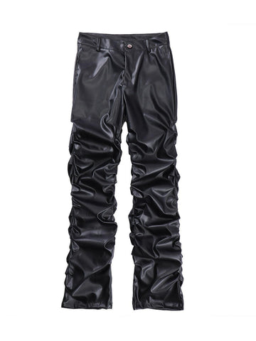 Makersluxe Punk Style Pleated Leather Pants - 2195