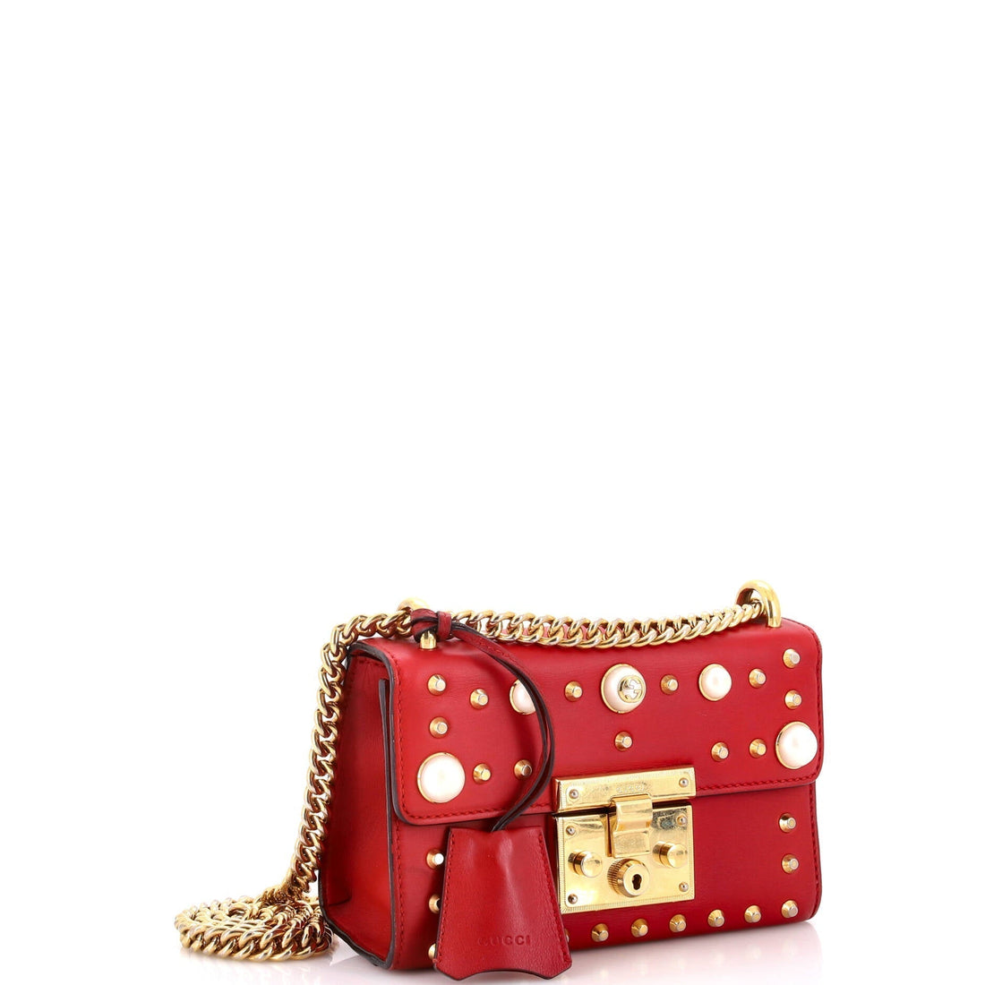 Pearly Padlock Shoulder Bag Studded Leather Small