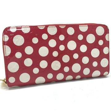 LOUIS VUITTON Long Wallet Purse M91572 Patent leather Rouge Vernis Dot Infinity Zippy wallet Women Used