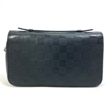 LOUIS VUITTON Long Wallet Purse N61254 Damier Anfini Leather black Damier Anfini Zippy XL mens Used