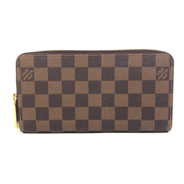 LOUIS VUITTON Long Wallet Purse N60046 Damier canvas Brown Damier Zippy wallet Women Used
