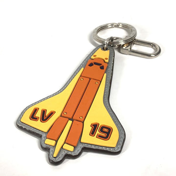 LOUIS VUITTON key ring MP2215 rubber yellow Monogram Titanium Porto Cle Mascot Rocket mens Used