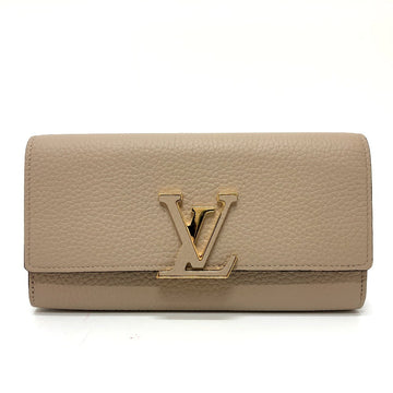 LOUIS VUITTON Long Wallet Purse M61249 Taurillon Clemence Leather beige Portefeuille Capsine Women Used