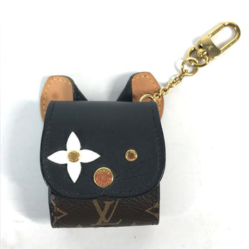 LOUIS VUITTON Bag charm GI0448 Monogram canvas black Cat Earphone case Etui Earphones AirPods Women Used