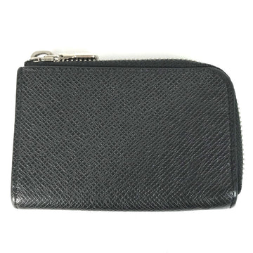 LOUIS VUITTON Coin case M63375 Taiga Leather black Taiga Porto Monnaie Jour mens Used