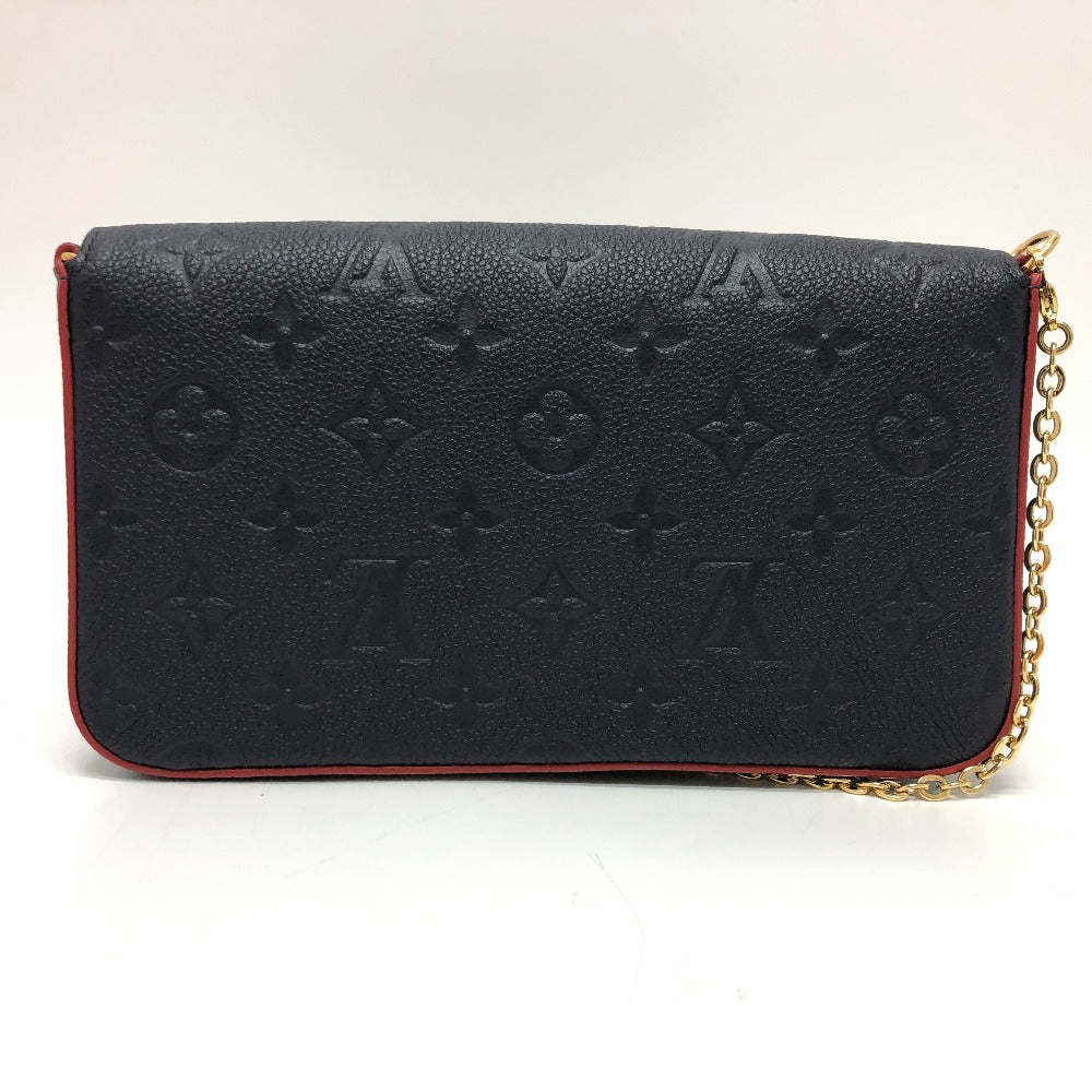 LOUIS VUITTON Shoulder Bag M64099 Monogram Ann Platt Leather Navy Pochette Felice Women Used