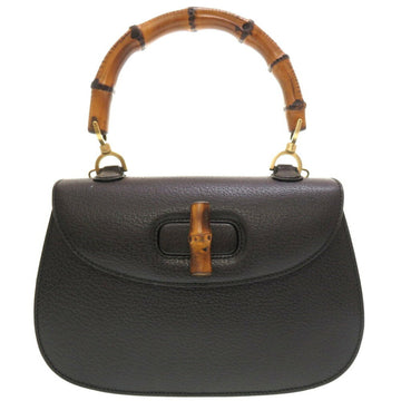 Black Leather Bamboo Handbag