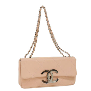 Elegant Pink Leather Shoulder Bag with Iconic CC Logo