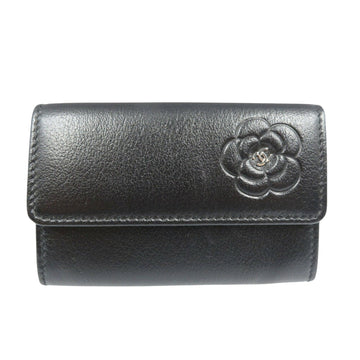 Leather Card Case with Camellia Design
