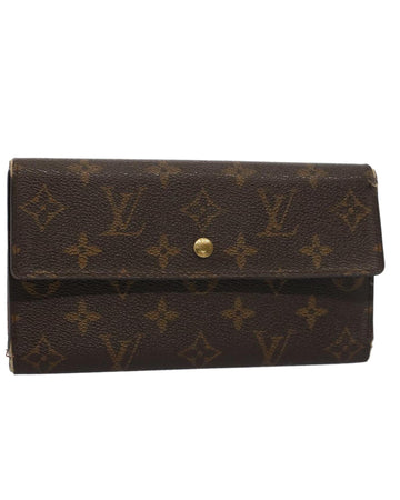 Monogram Long Wallet with Button Clasp
