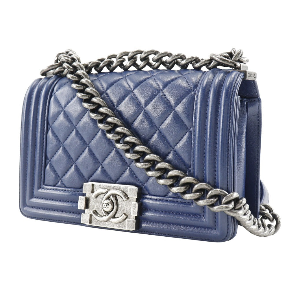 Blue Leather Shoulder Bag