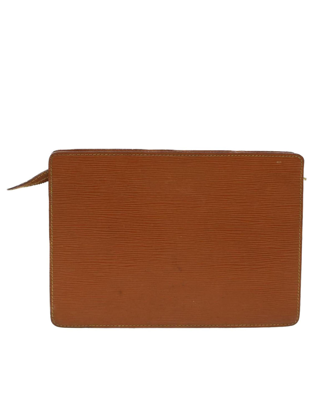 Brown Epi Leather Clutch Bag with Metal Fittings