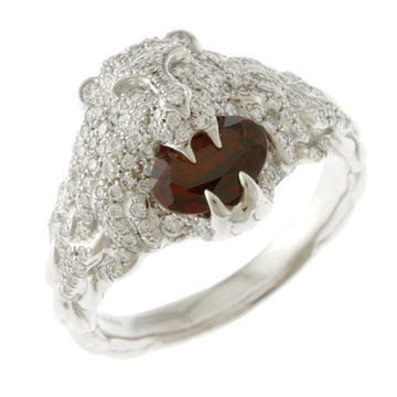 Timeless 18K White Gold Band Ring with Diamonds and Garnets