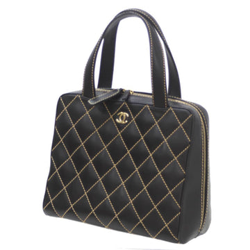 Black Leather Zipper Handbag