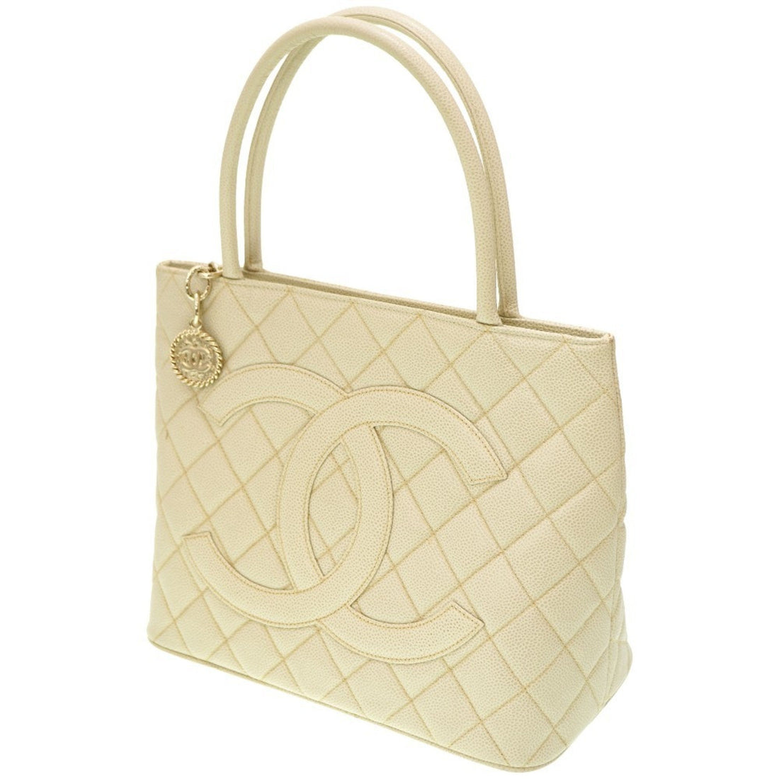Ivory Leather Tote Bag