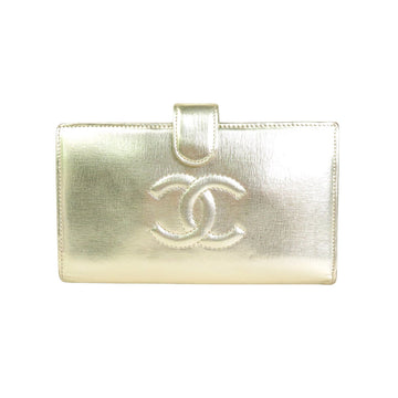 Gold Leather Womens Bi-Fold Wallet by Chanel