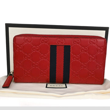 Red Guccissima Leather Zippy Wallet