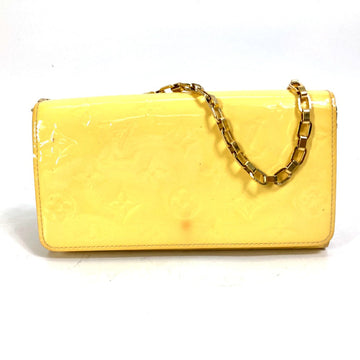 LOUIS VUITTON Long Wallet Purse M90149 Monogram Vernis yellow Monogram Vernis Portefeuille Sarah Chain Women Used