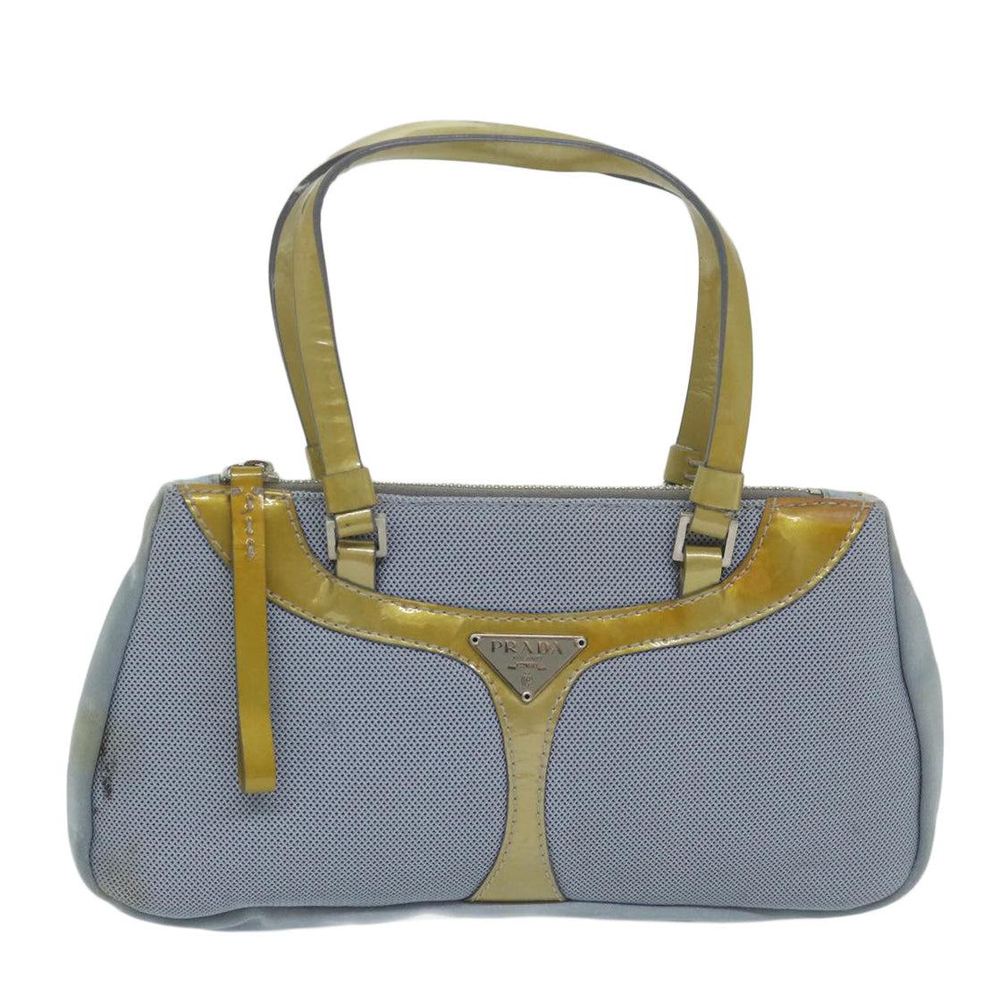 Blue Synthetic Prada Handbag with Guarantee Card Made in Italy