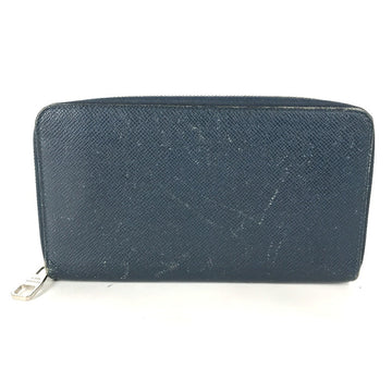LOUIS VUITTON Long Wallet Purse M30515 Taiga Leather blue Taiga Zippy Organizer mens Used