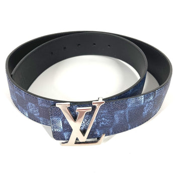 LOUIS VUITTON belt M0378V leather blue Suntulle LV Initial mens 85 Used