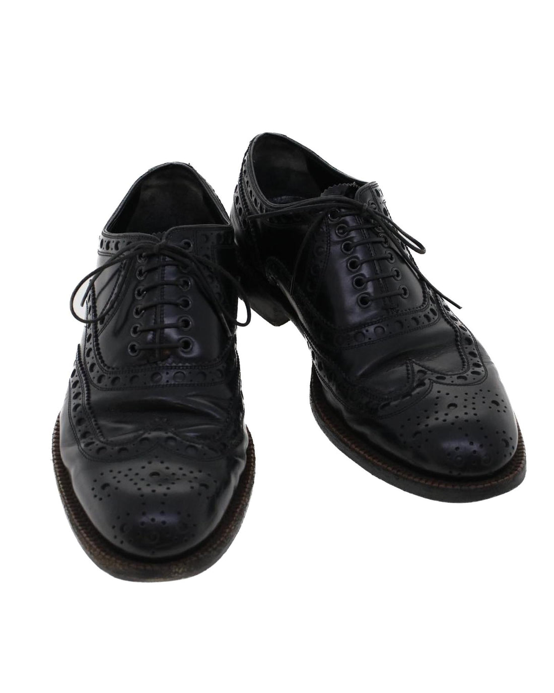 Black Leather Wing Tip Shoes - LV Auth MP3136