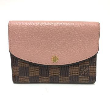 LOUIS VUITTON Folded wallet N60043 Damier canvas Brown Portefeuille Normandy Women Used
