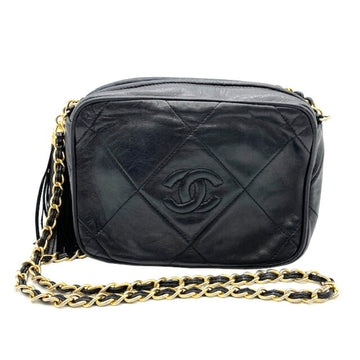 Black Leather Shoulder Bag with Serial Number